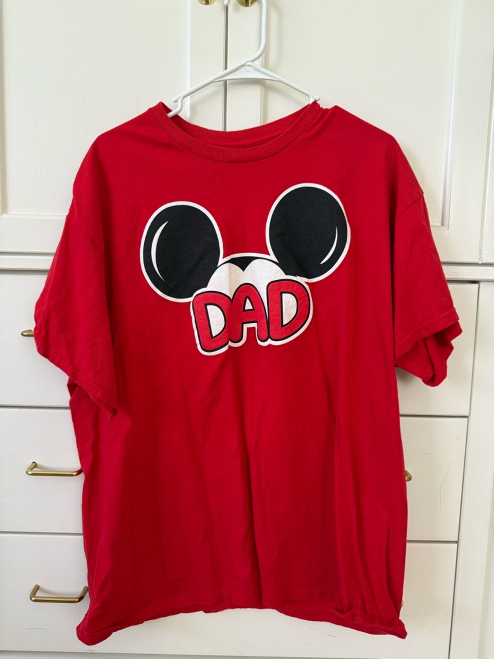 Disney Red "Dad" Mickey Ear Graphic Tee